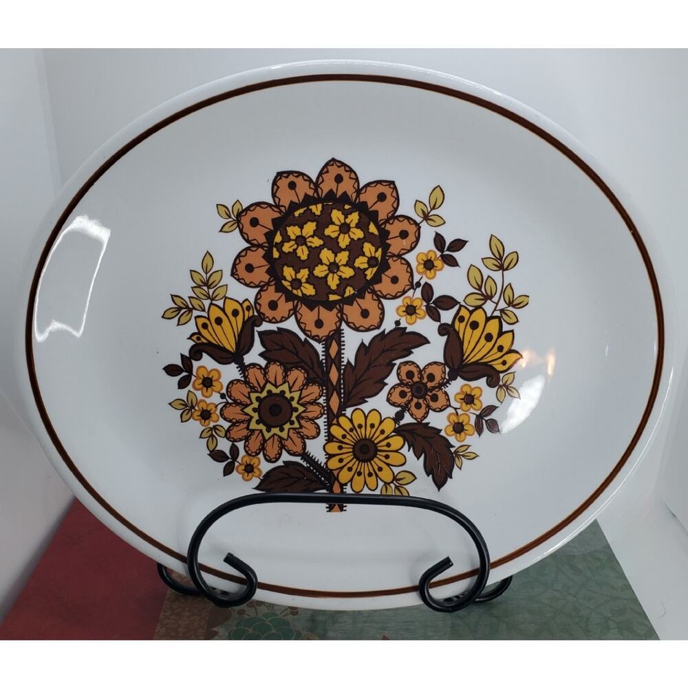 Alfred Meakin England "Annette" Pattern Oval Platter 12 X 10 MCM Vintage Floral